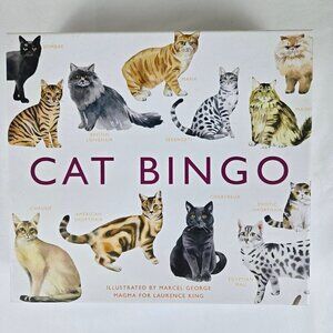 Cat Bingo Game Factory Sealed 12 Game Cards Chips Counters Cloth Bag Ages 6+
